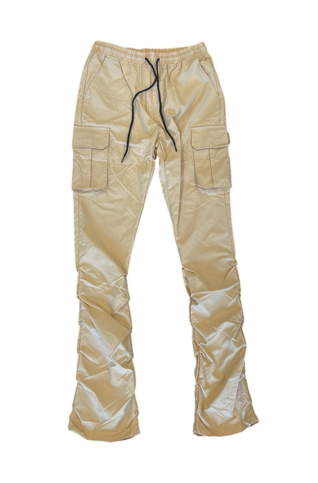 Rebel Minds Nylon Stacked Cargo Pants Khaki