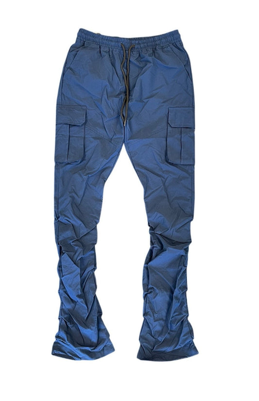 Rebel Minds Nylon Stacked Cargo Pants Navy Blue