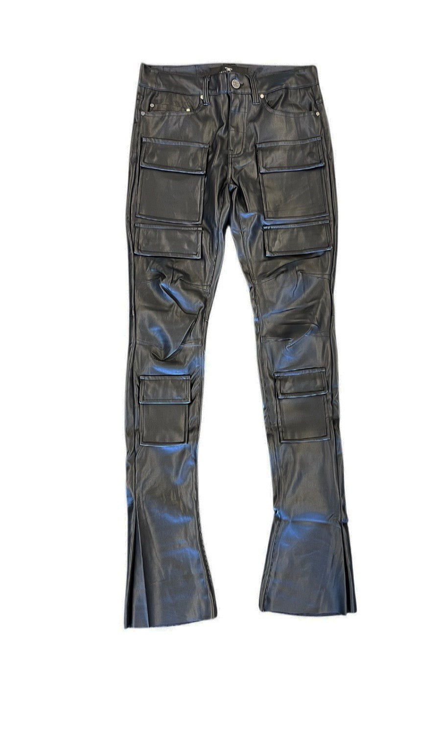 Jordan Craig Black Leather Stacked Pants