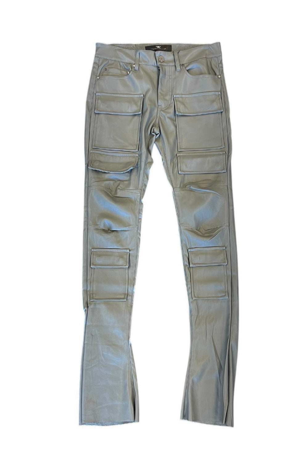 Jordan Craig Grey Leather Stacked Pants